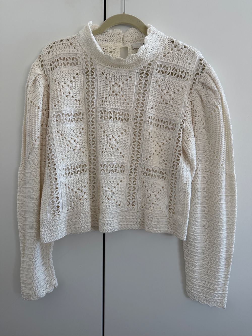 Sea Corinne Ivory Crochet Mock-Neck Women's Sweater